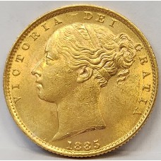 AUSTRALIA 1885 . ONE 1 SOVEREIGN . SYDNEY . GOLD . SHIELD